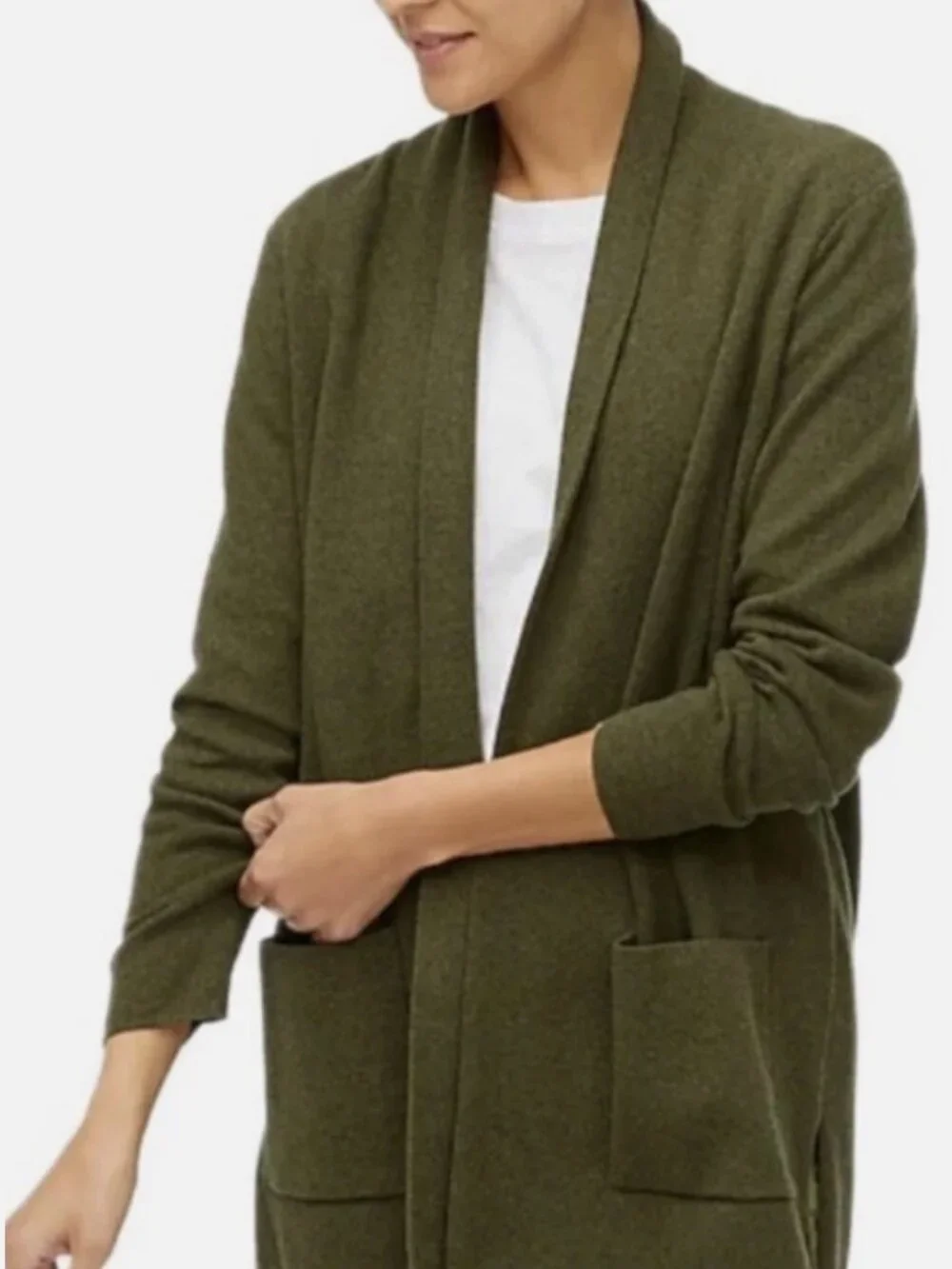 J.Crew Factory Chelsea Sweater Blazer S Academic Green Cotton Open Front Pockets
